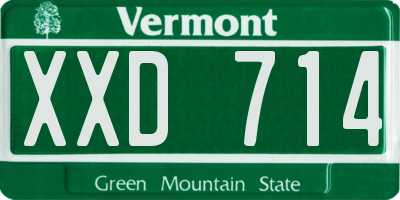 VT license plate XXD714