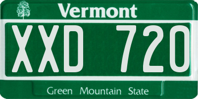 VT license plate XXD720