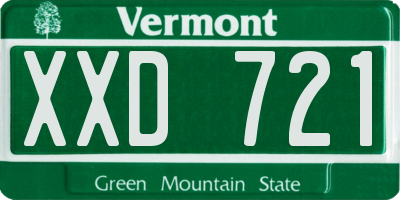 VT license plate XXD721