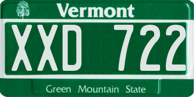 VT license plate XXD722