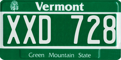 VT license plate XXD728