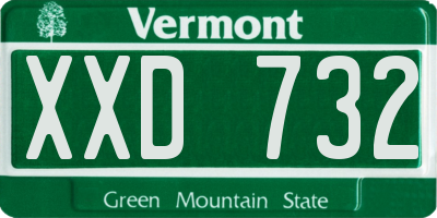 VT license plate XXD732
