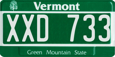VT license plate XXD733