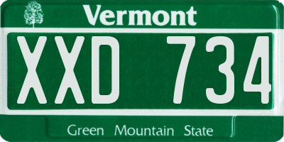 VT license plate XXD734