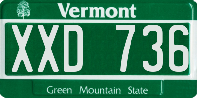 VT license plate XXD736