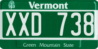 VT license plate XXD738