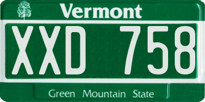 VT license plate XXD758