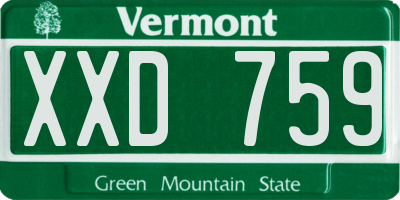 VT license plate XXD759