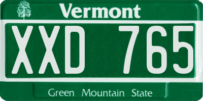 VT license plate XXD765
