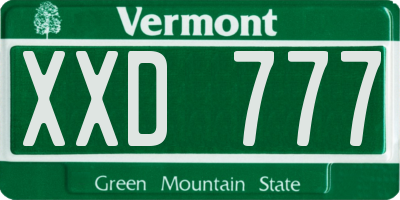 VT license plate XXD777