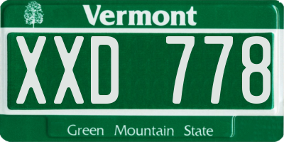 VT license plate XXD778