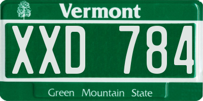 VT license plate XXD784