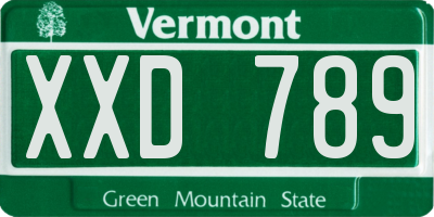 VT license plate XXD789