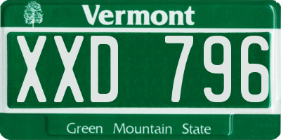 VT license plate XXD796