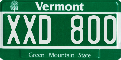 VT license plate XXD800