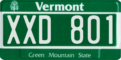 VT license plate XXD801