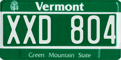 VT license plate XXD804
