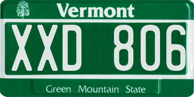 VT license plate XXD806