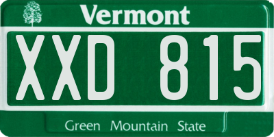 VT license plate XXD815