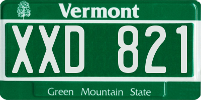 VT license plate XXD821