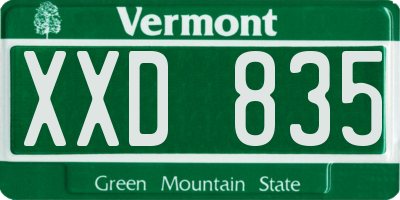 VT license plate XXD835