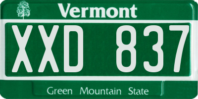 VT license plate XXD837