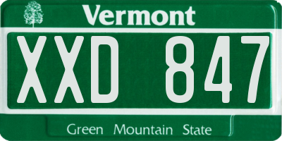VT license plate XXD847
