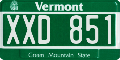 VT license plate XXD851