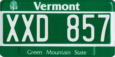 VT license plate XXD857