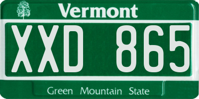 VT license plate XXD865