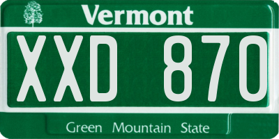 VT license plate XXD870