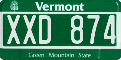 VT license plate XXD874