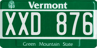 VT license plate XXD876