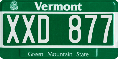 VT license plate XXD877
