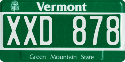 VT license plate XXD878