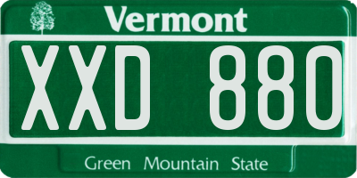 VT license plate XXD880