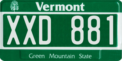 VT license plate XXD881