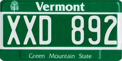 VT license plate XXD892