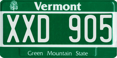 VT license plate XXD905