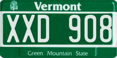 VT license plate XXD908