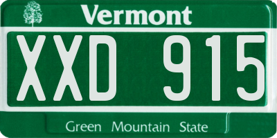 VT license plate XXD915