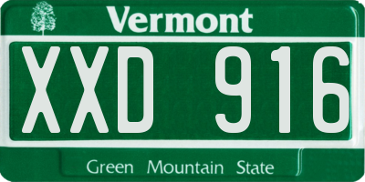 VT license plate XXD916