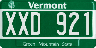 VT license plate XXD921