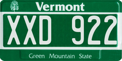 VT license plate XXD922