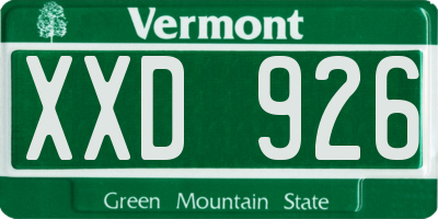 VT license plate XXD926