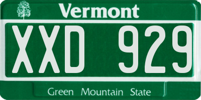 VT license plate XXD929