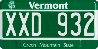 VT license plate XXD932