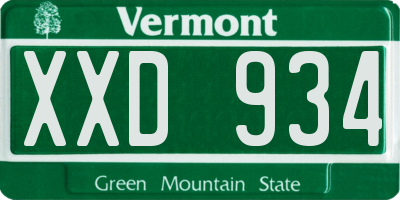 VT license plate XXD934