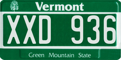 VT license plate XXD936
