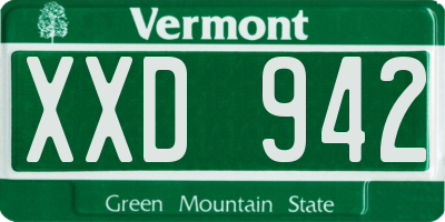 VT license plate XXD942